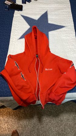 (Y2K / Grunge style appeal): Red Doctrine Full Zip Hoodie - Dagger Graphic Streetwear