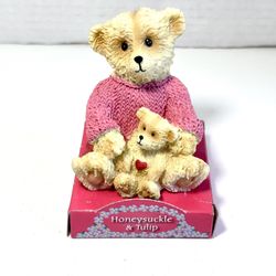 Vintage “Honeysuckle & Tulip” Mama & Baby Bear Resin Figurine