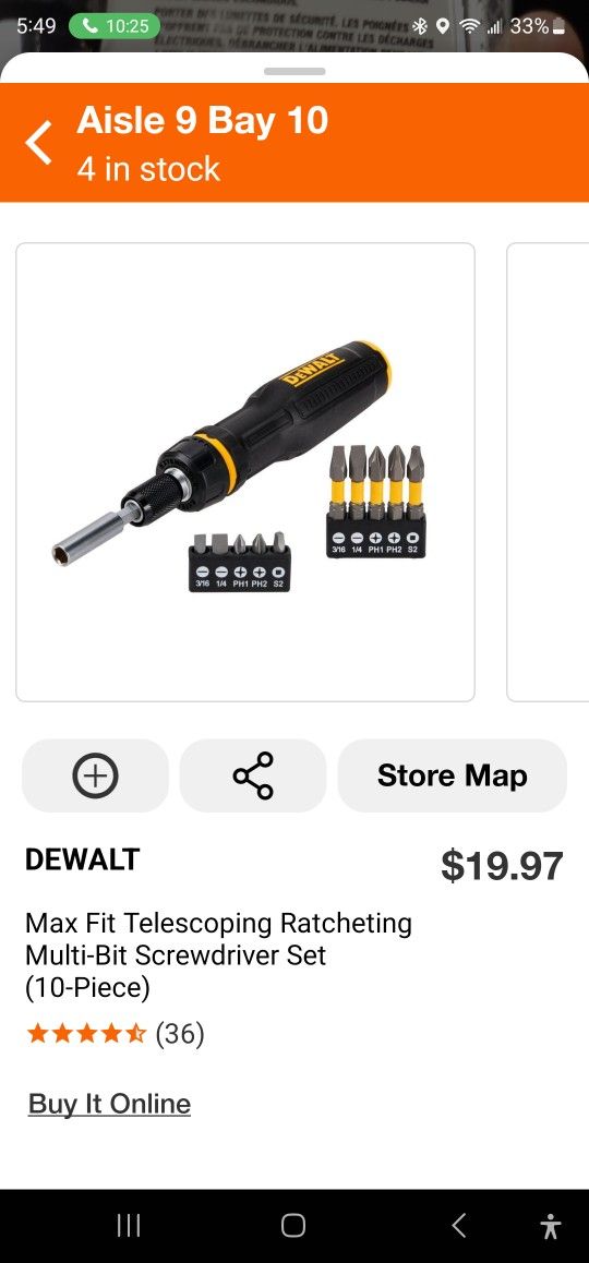 DEWALT Max Fit Telescoping Ratcheting MultiBit Screwdriver Set (10