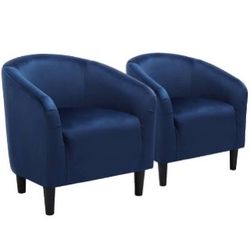 2PCS Cozy Velvet Barrel Chair, navy blue