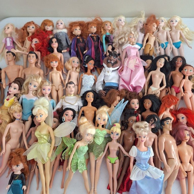 Large Lot Of Disney Dolls