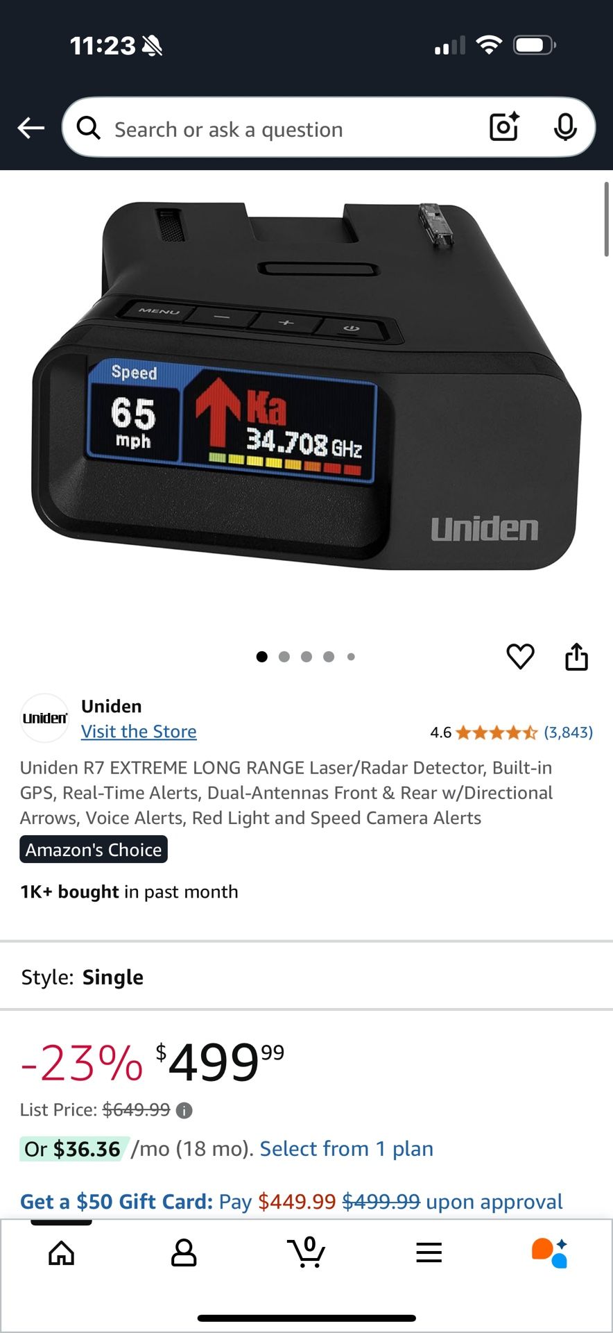 UNIDEN R7 Radar Detector
