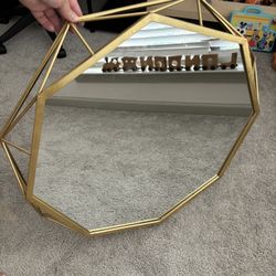 Hanging Octagon Gold Mirror