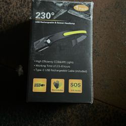 Headlamp Rechargeable, 230° Wide Beam Head Lamp LED With Motion Sensor For Adults 