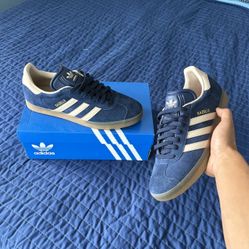 Navy Adidas Gazelles Size 10