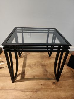 Black Metal Glass Side Table