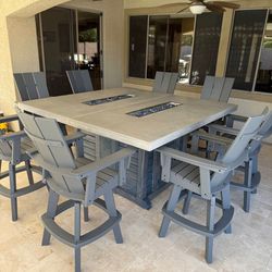 Dual Fire Feature Concrete Table