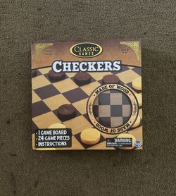 Classic Games Wood Checkers Set | Board & 25 Game Pieces