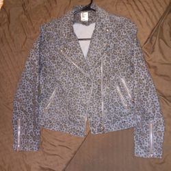Leopard Cropped Jean Jacket