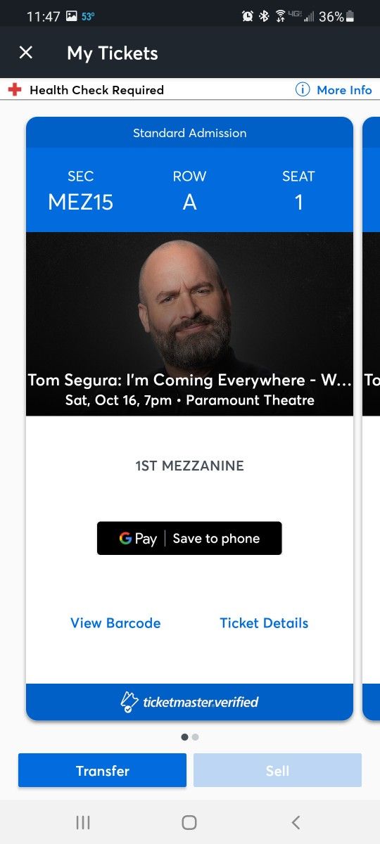 2 Tickets To Tom Segura $100 For The Pair Saturday 10/16 7pm