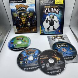 Ratchet & Clank 3,4,5 + Secret Agent Clank- Sony PlayStation 2 Ps2 - 4 Game Lot