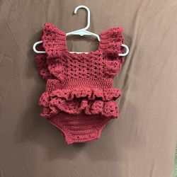 Handmade Crochet Baby Romper 3-6mo
