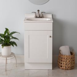 18" Project Source Dover White Bathroom Vanity – Used – Good