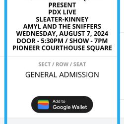 Amyl & The Sniffers/ Sleater Kinney Ticket