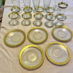 Gold Rimmed Vintage Glassware Set