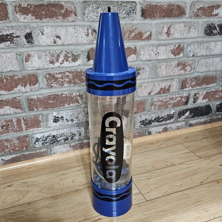 Crayola Vintage 1990 - Blue Crayon Acrylic Aquarium Fish Tank Night Light (BULB NOT INCLUDED) 21" *Pre-Owned