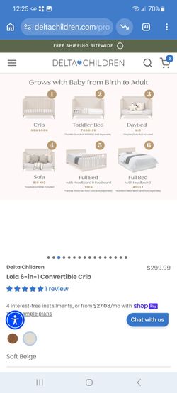 Delta Children Lola 6-in-1 Convertible Crib $225