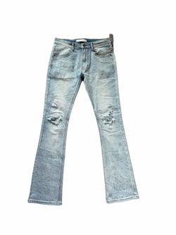 KDNK Men’s Light Wash Distressed Rhinestone Jeans Chain Skinny Size 30x34