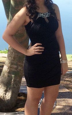Short black dress with halter top