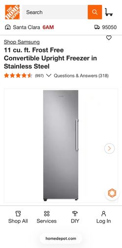 Samsung Upright Freezer 11 cu. ft. Frost Free Convertible Upright Freezer in Stainless Steel