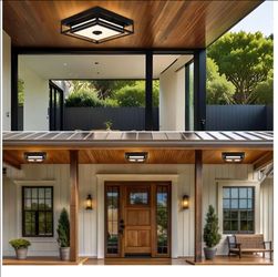 2 Pack LED Motion Sensor Outdoor Ceiling Light,