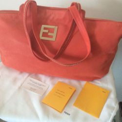 Fendi Suede Salmon Tote