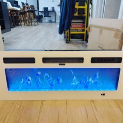 36" Electric Fireplaces Inserts, Recessed & with Thermostat, Multicolor Flames,Timer, & Crystal, 750/1500W