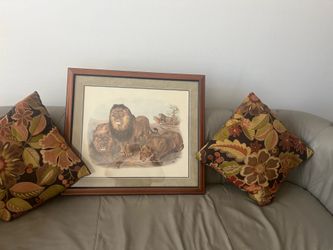 Beautiful framed lion artwork