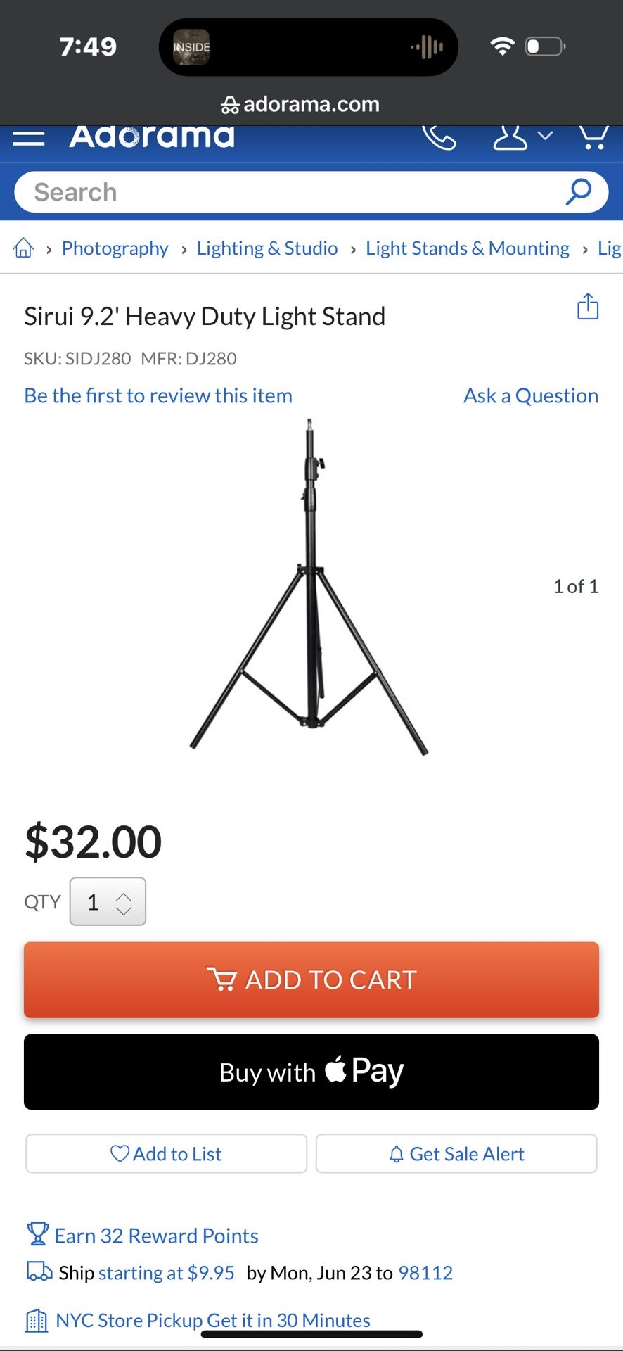 sirui heavy duty light stand