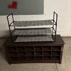 Shoe Bench 18 Cubbies Shoe Storage Bench  And Shoe Holder