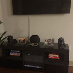 Black Matt Tv Stand/fire Place 