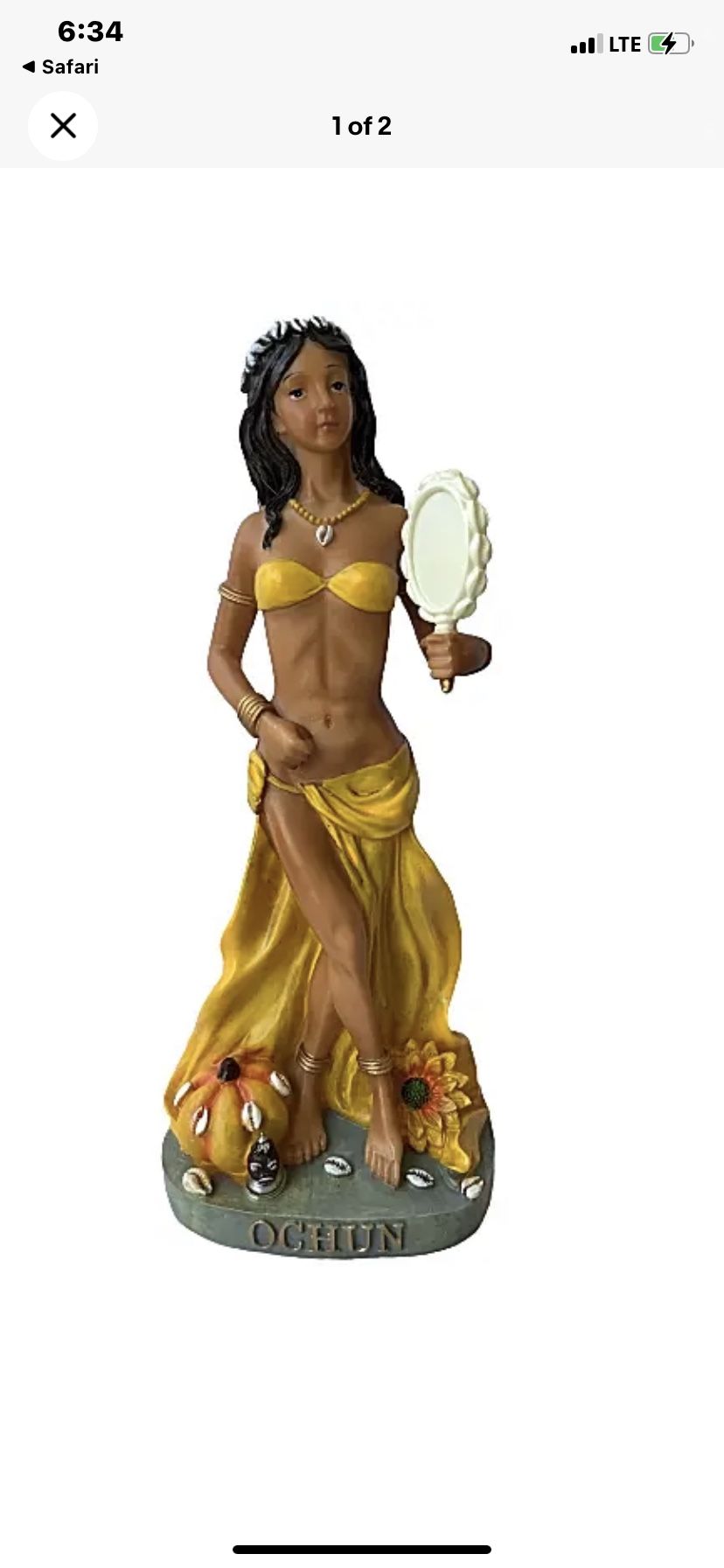Orisha Oshun/Ochun Goddess Figurine 12 Inch Home decor , yellow statue