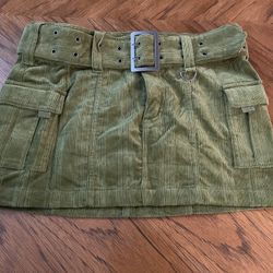 Urban Outfitters Olive Green Corduroy Belted Mini Skirt - Size Medium - Excellent Condition