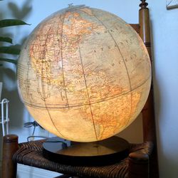 Large Vintage lighted Globe, 16”dia, Earth Globe