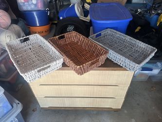 Three Wicker Baskets Large