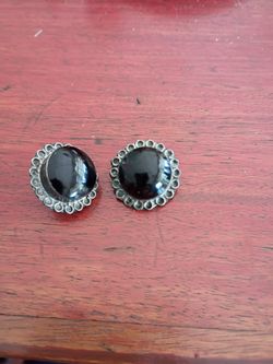 Vintage Sterling Black Onyx Pair