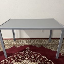 Metal Desk With Glass Top In Gray Color