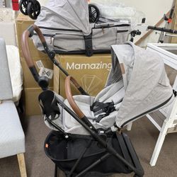 MAMAZING Air Lux Baby Stroller, Carbon Fiber Frame Only 15.8lbs, Compact Fold Toddler Stroller with Reversible Seat
