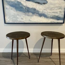 Mid Century Metal Tables 15” Top 22” High