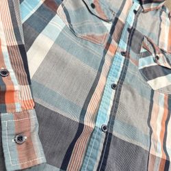 Carbon Men's Slim Fit Shirt Check Button Down Long Sleeve Sz L