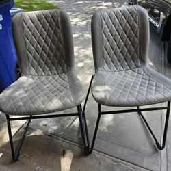 Chairs. Two Metal Leg Leather
