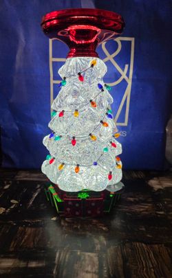 Bath & Body Works light up glitter christmas tree 3 wick candle pedestal