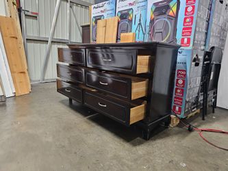 Black Wood 7-Drawer Double Dresser