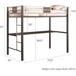 twin loft bed with desk
