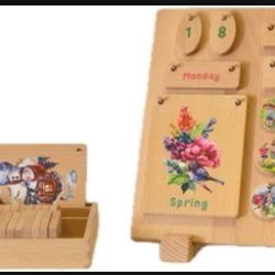 Ananas kids toy calender and weather solid beech wood