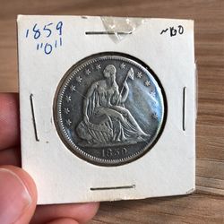 1859 O Seated liberty Half Dollar