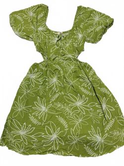 Liberty Love Green Floral Puff Sleeve Dress Medium
