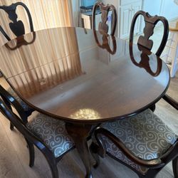 Dining Table With Protective Cover And Chairs