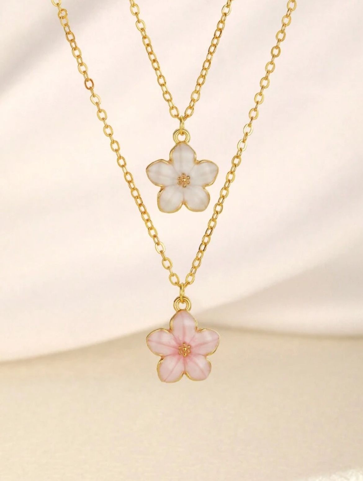 2colors Exquisite Fashion Five-Petal Flower Charm Girls Summer Clavicle Necklace For Kids Sweet Cute Street Accessory Gift For Daily Life