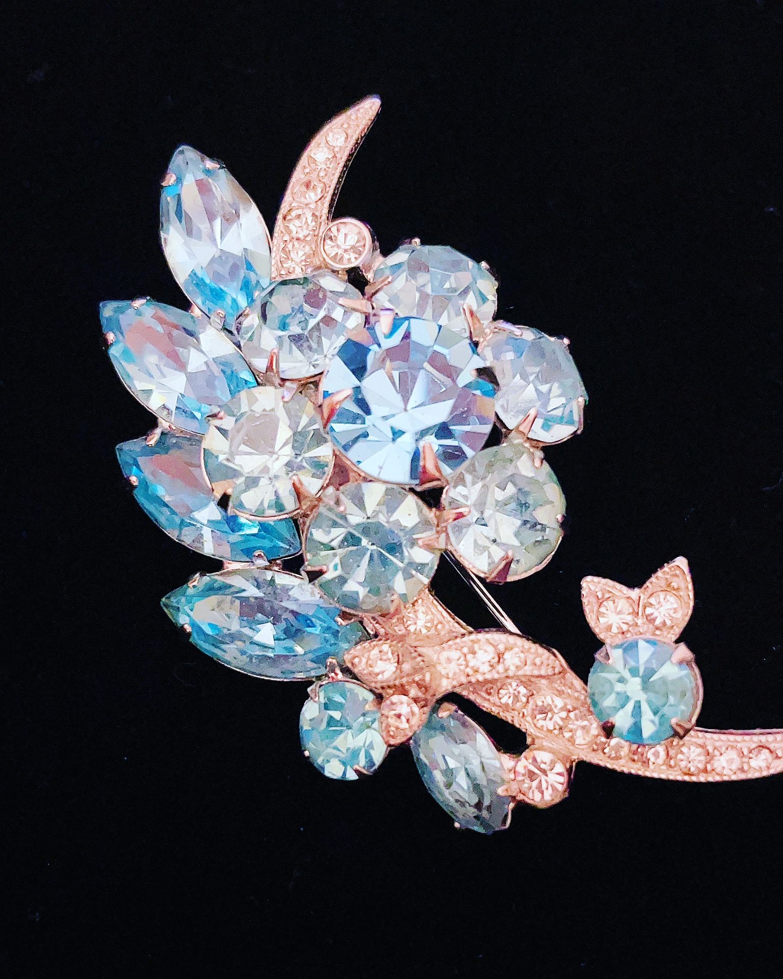 Eisenberg Blue Rhinestone Vintage Brooch